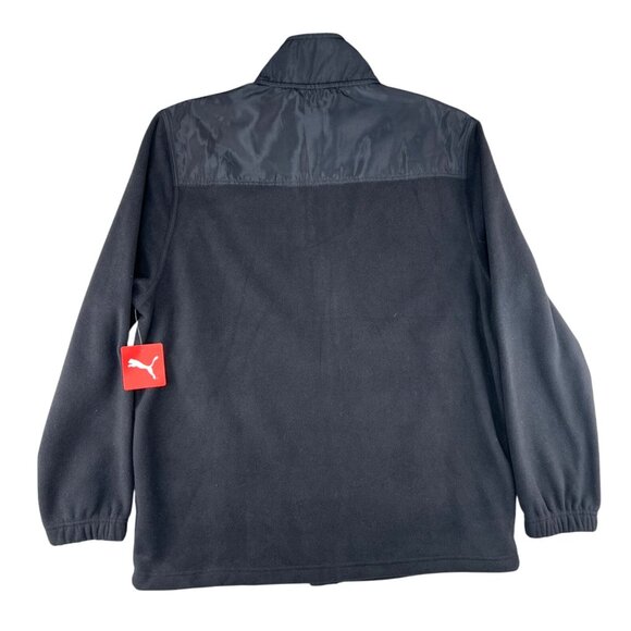 Puma Mens Black Zip-Up Fleece Jacket With Nylon Chest Panel & Logo Size XL - Picture 4 of 14